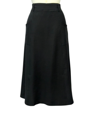 SAIA MIDI COM BOLSO FACA E CINTO - PRETO