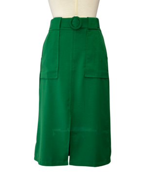 SAIA MIDI COM FENDA E BOLSO - VERDE