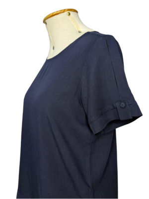 BLUSA COM BOTÃO NA MANGA - AZUL