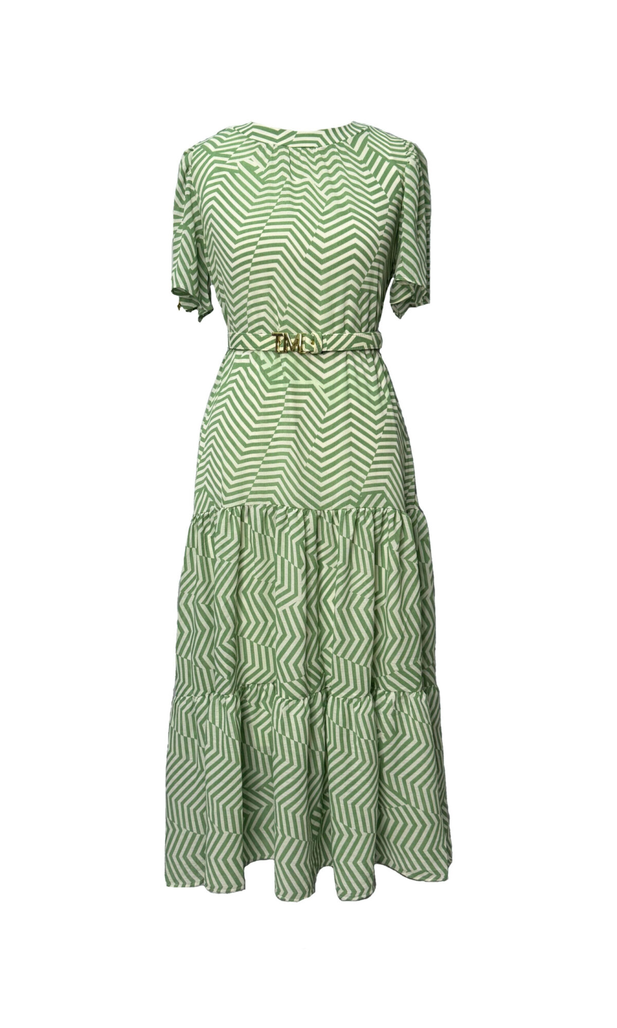 VESTIDO MIDI COM SAIA FRANZIDA - VERDE