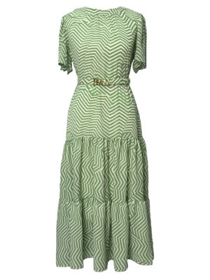 VESTIDO MIDI COM SAIA FRANZIDA - VERDE