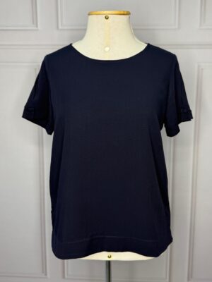 BLUSA COM BOTÃO NA MANGA - AZUL