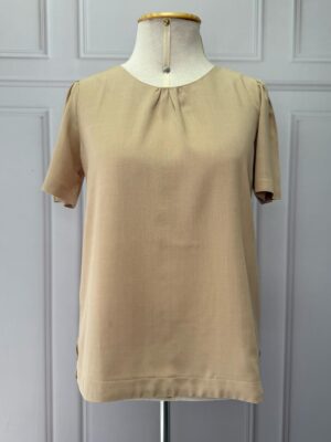 BLUSA DECOTE FRANZIDO - BEGE