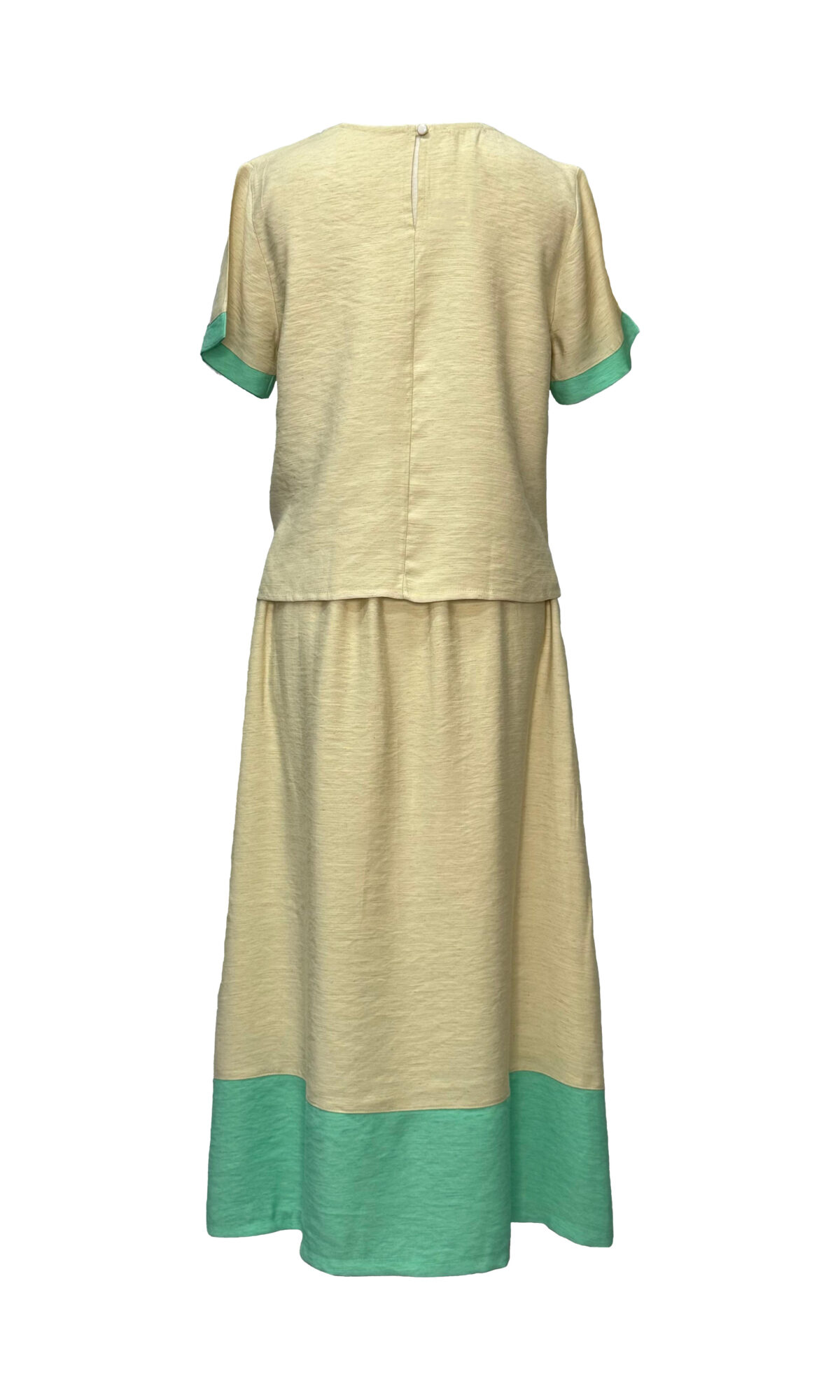 CONJUNTO COM SAIA ALFAIATARIA LINHO VERDE/AREIA - Imagem 5