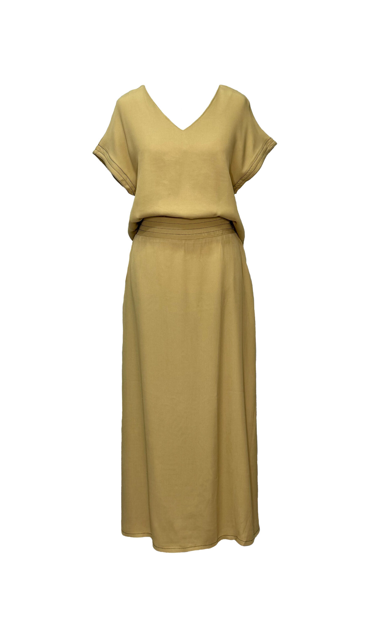 CONJUNTO COM SAIA VISCOSE BEGE