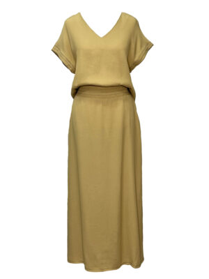 CONJUNTO COM SAIA VISCOSE BEGE