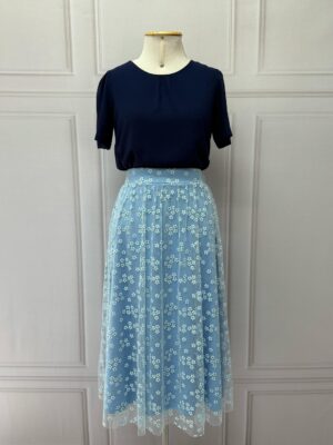 SAIA COM TULE - AZUL