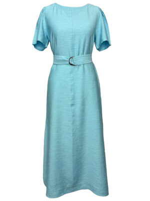 VESTIDO ALFAIATARIA DE LINHO AZUL CLARO