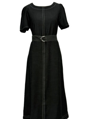 VESTIDO ALFAIATARIA DE LINHO PRETO