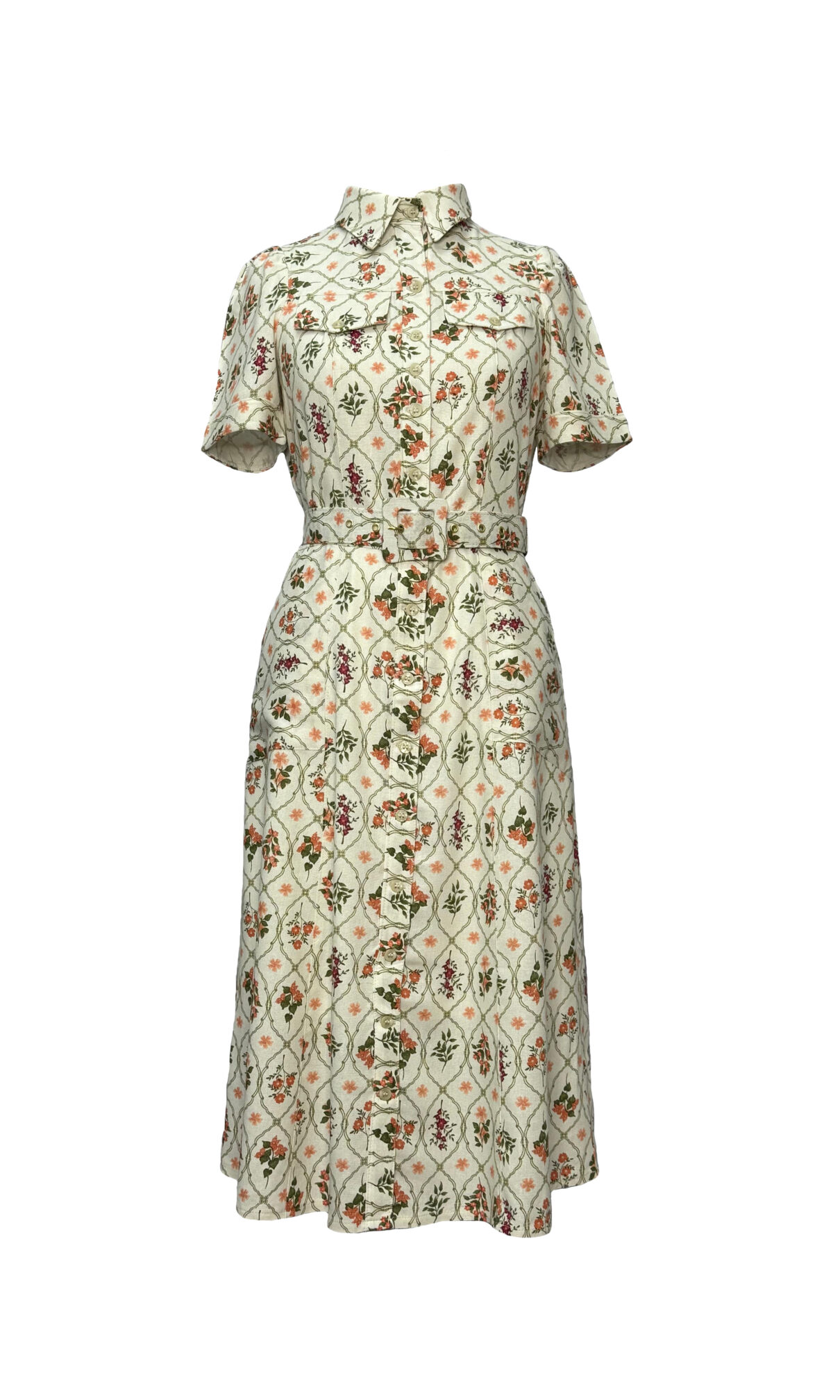 VESTIDO DE LINHO ESTAMPADO - VERDE