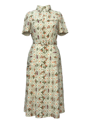 VESTIDO DE LINHO ESTAMPADO - VERDE