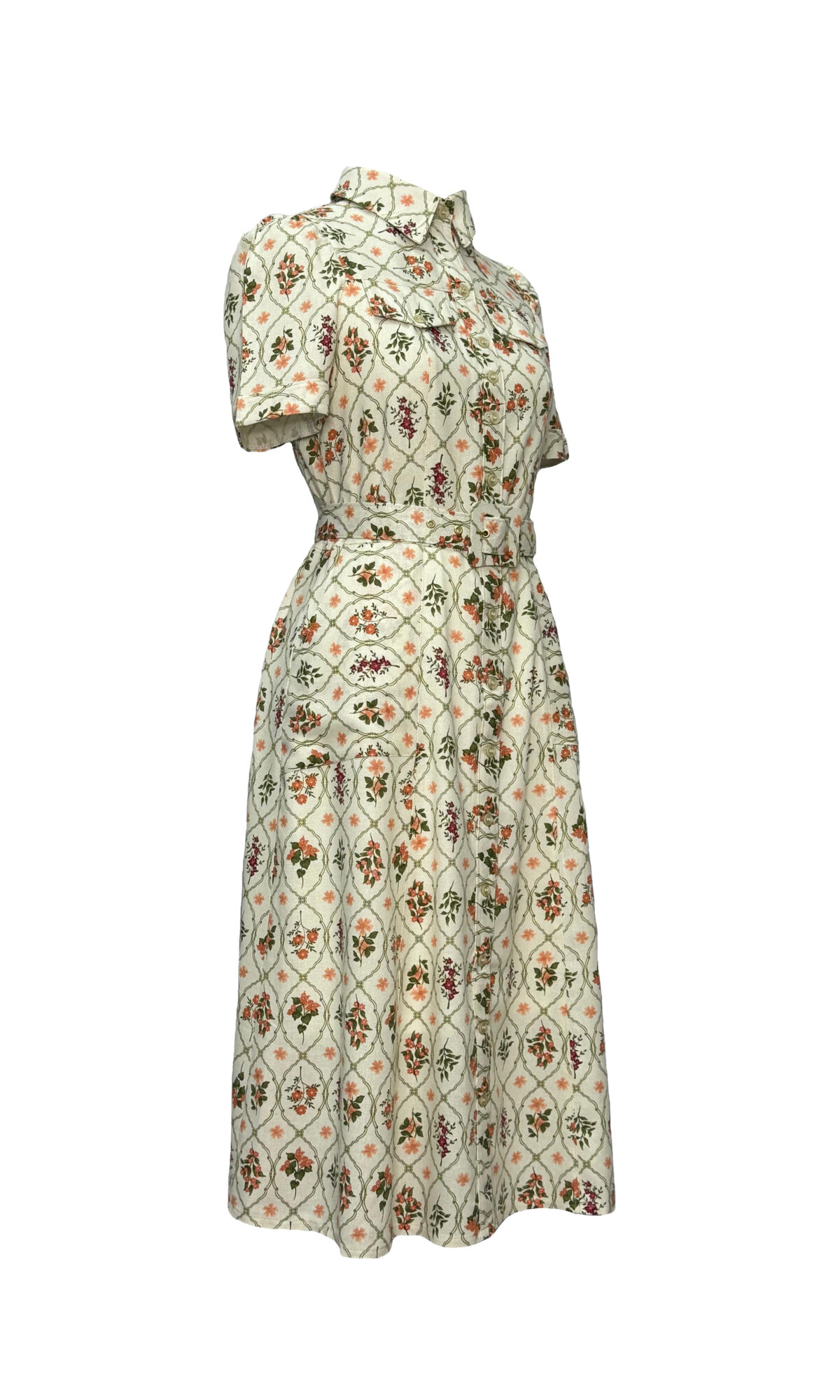VESTIDO DE LINHO ESTAMPADO - VERDE - Imagem 2