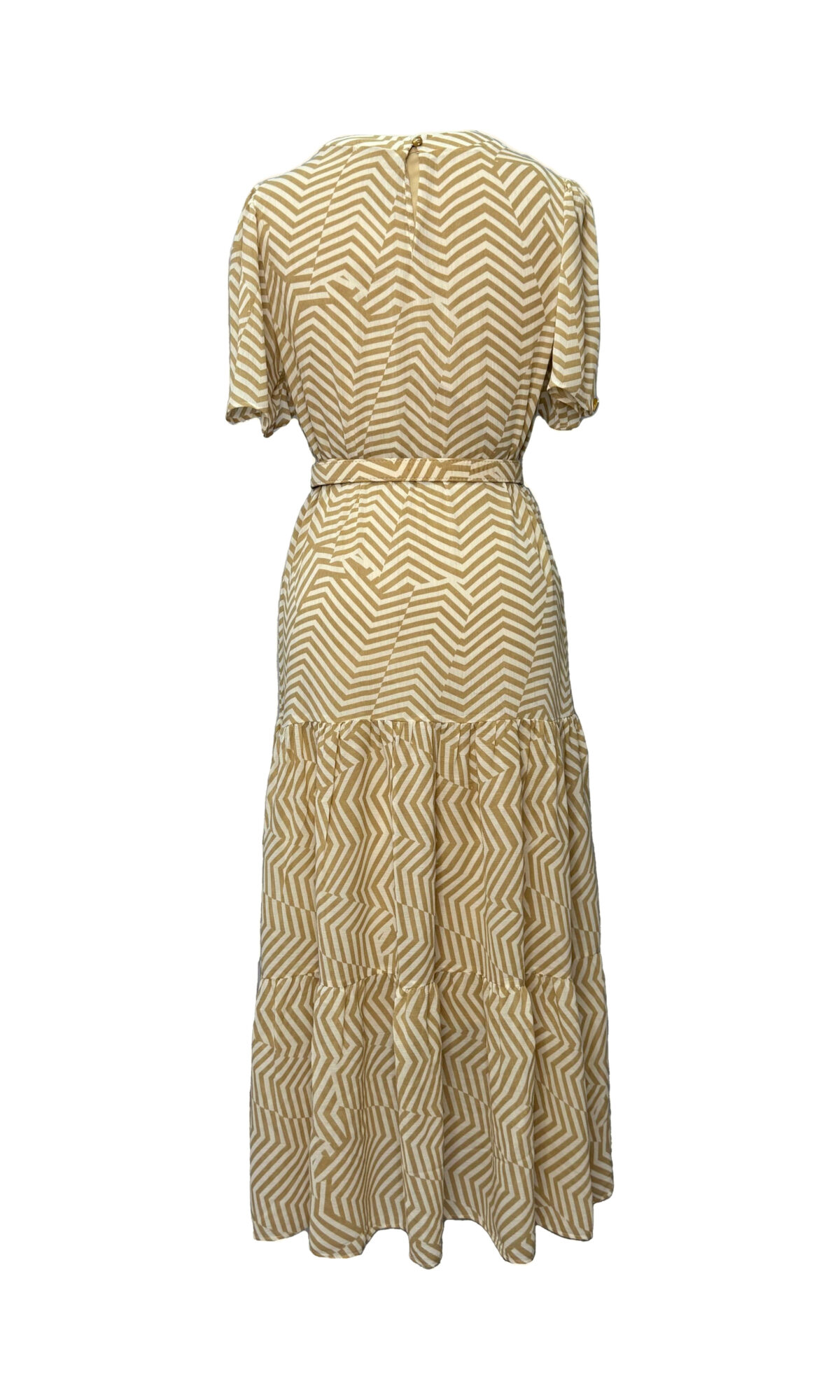 VESTIDO MIDI COM SAIA FRANZIDA - BEGE - Imagem 5
