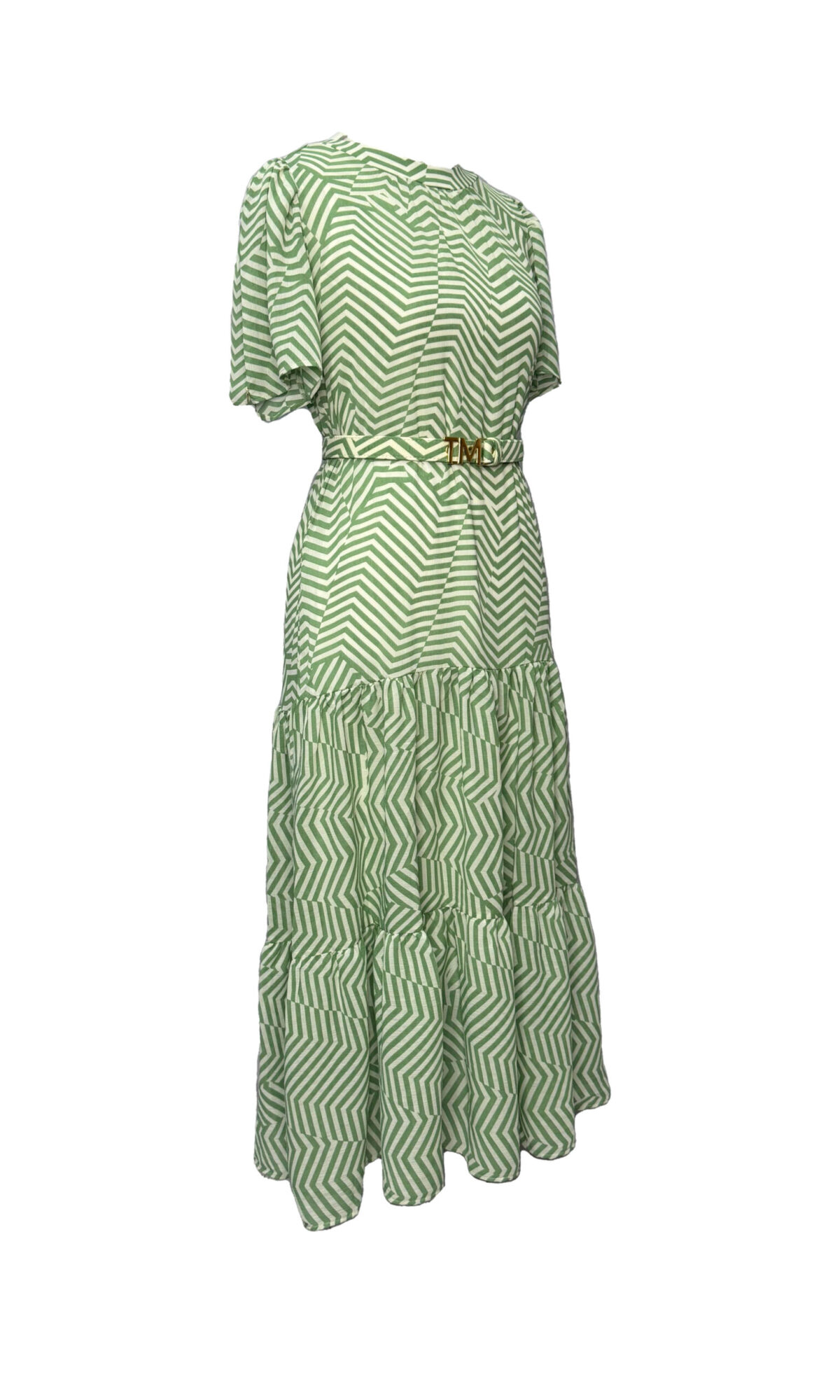 VESTIDO MIDI COM SAIA FRANZIDA - VERDE - Imagem 3