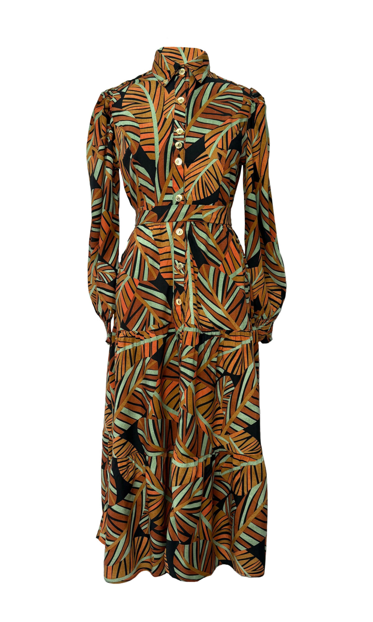 VESTIDO MIDI ESTAMPADO ML - MARROM