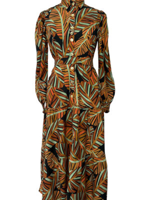 VESTIDO MIDI ESTAMPADO ML - MARROM